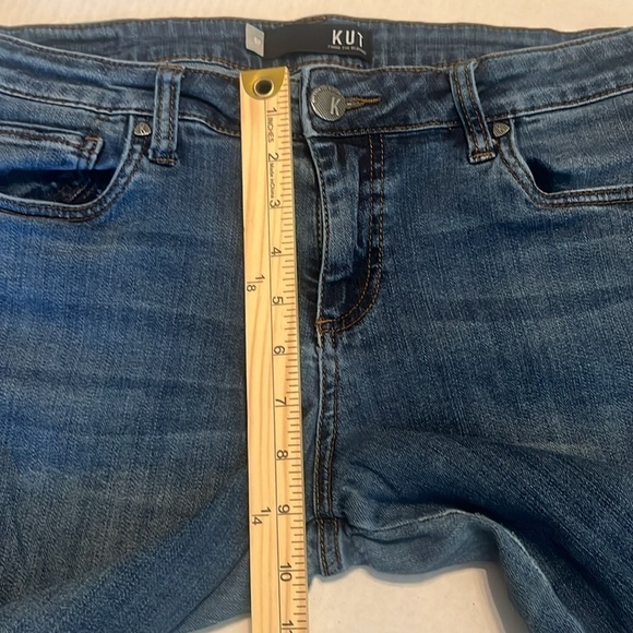 KUT From The Kloth Frayed Hem Crop Straight Leg Mid Rise Jean Indigo Size 8P - Picture 4 of 15